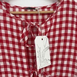 Linenfox Linen Dress in Red/White